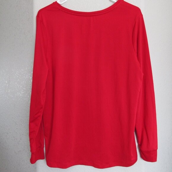 Santa Baby Christmas T Shirt Womens Small 4-6 Red Long Sleeve Pullover Tee Top - Picture 4 of 5